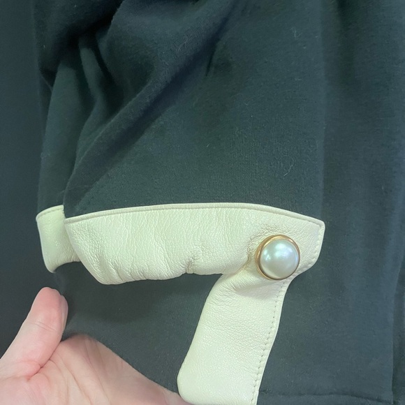 Vintage Cache Mary Dzenutis Black and Cream Women's Pearls Bomber Jacket XS/S - Picture 5 of 9